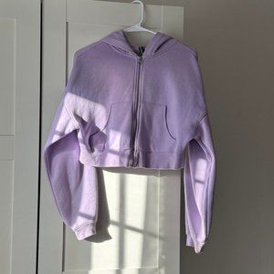 H&M Light Purple Cropped Zip-Through Hoodie (Medium)